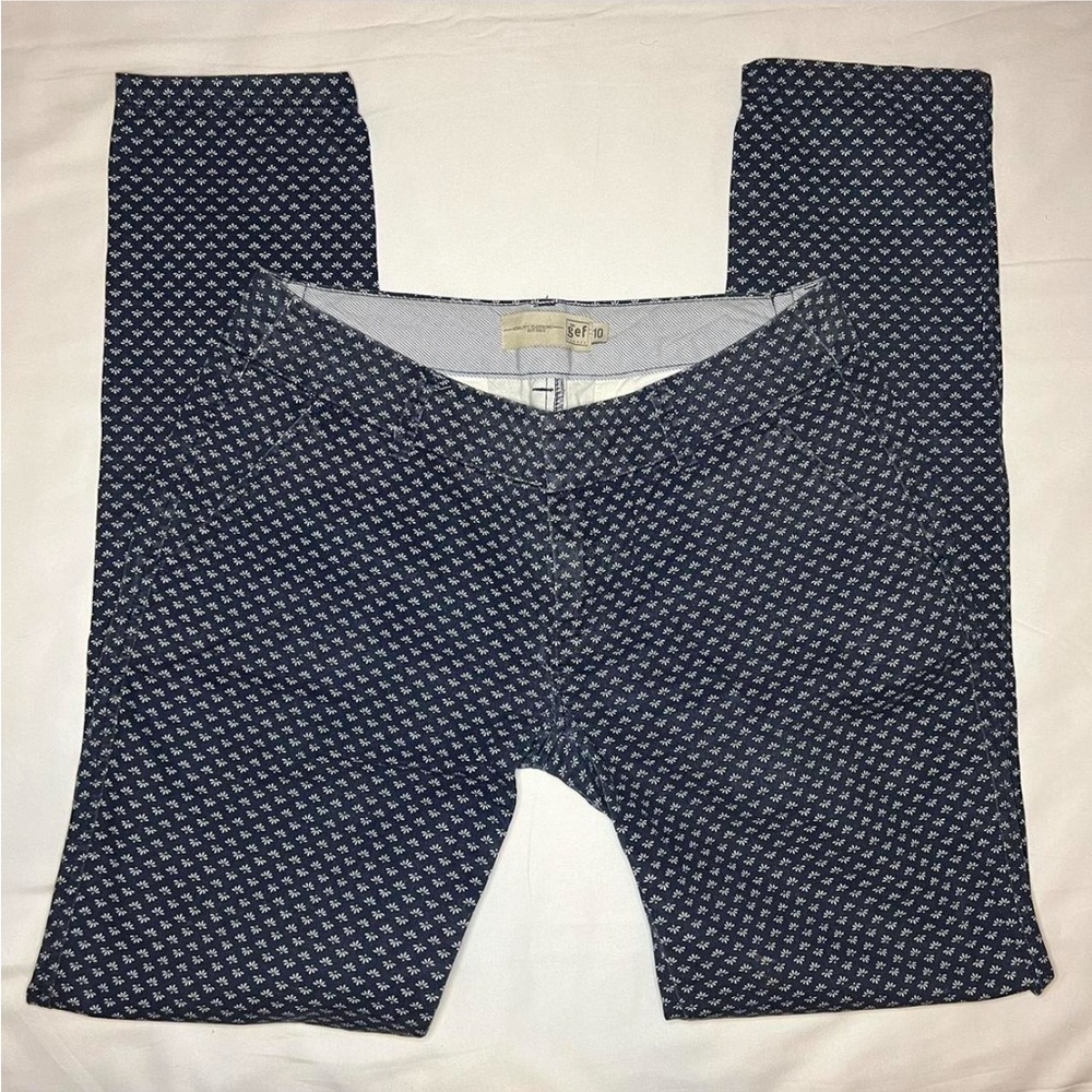 gef France Blue Patterned Dress Pants